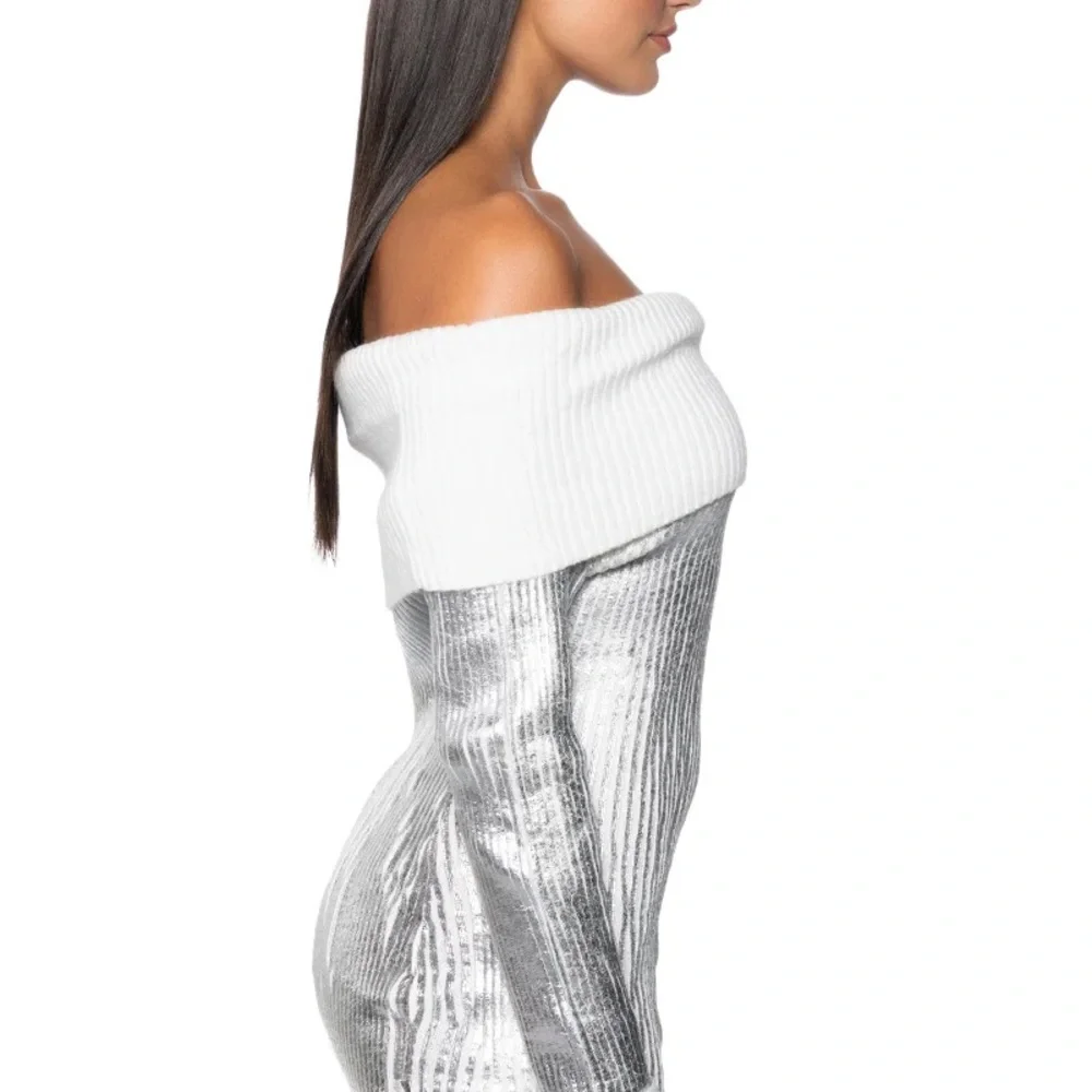 TAKE ME TO ASPEN METALLIC MINI DRESS - XL - Picture 4 of 6